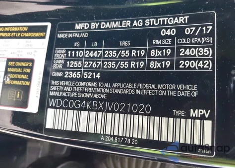 2018 Mercedes-Benz Glc 300 4Matic z USA, uszkodzony, nr VIN WDC0G4KBXJV021020